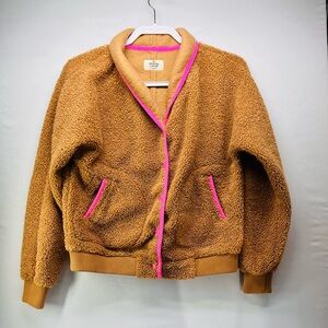 Marine Layer Tan Jacket with Pink Trim